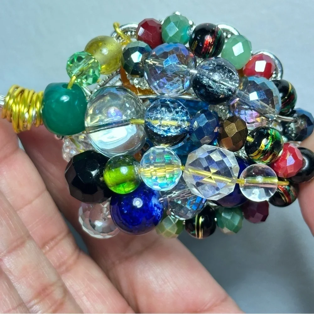 RUBYRUDI OOAK Boho Luxe Crystal Glass Pendant Necklace Cluster Artisan Jewelry